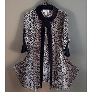 New Joseph Ribkoff Burnout Lace Animal Print Mini Dress Tunic Jacket 10 Flare